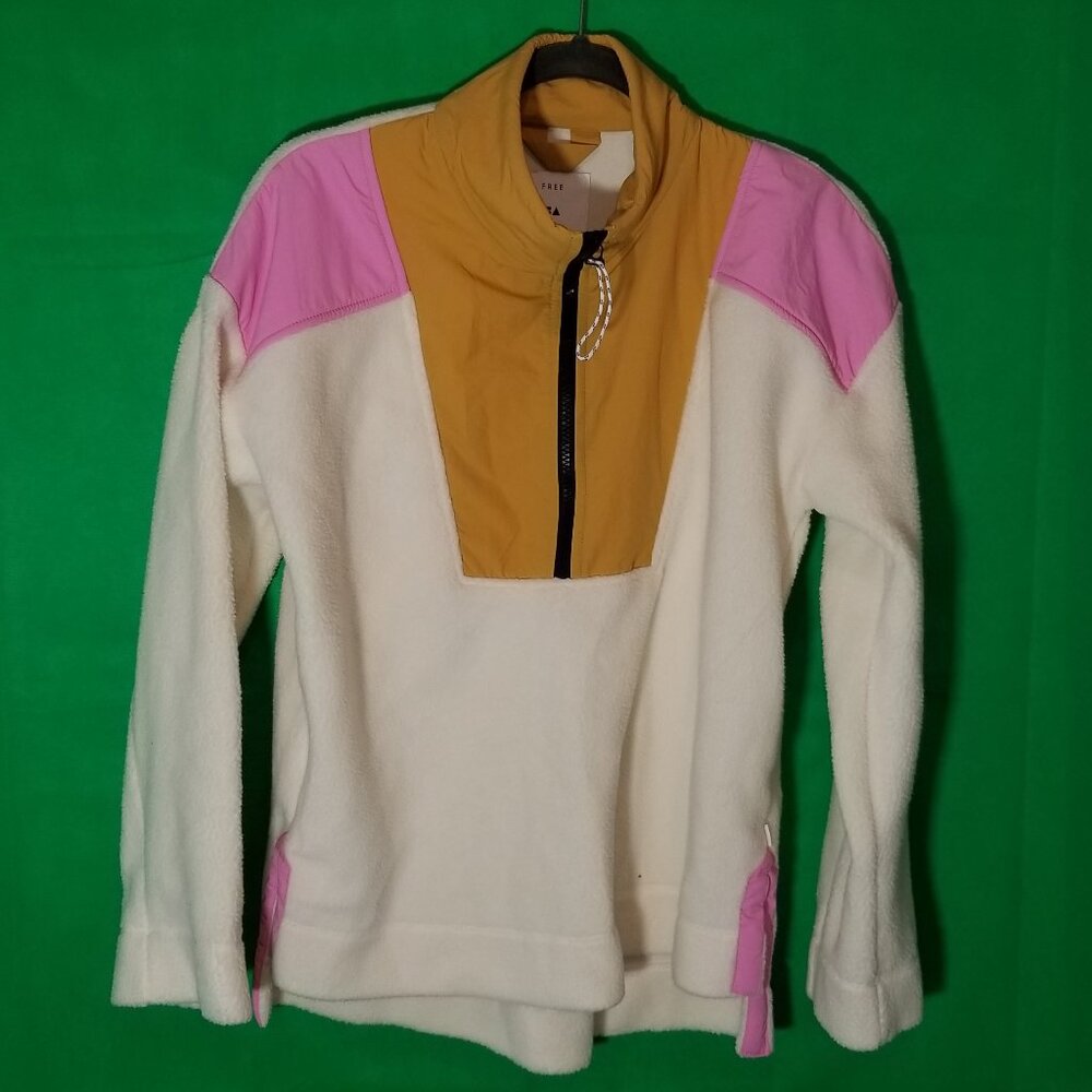 Free‎ Assembly Women Medium Fleece Jacket Pullover 1/4 Zip Multicolor Retro Y2K